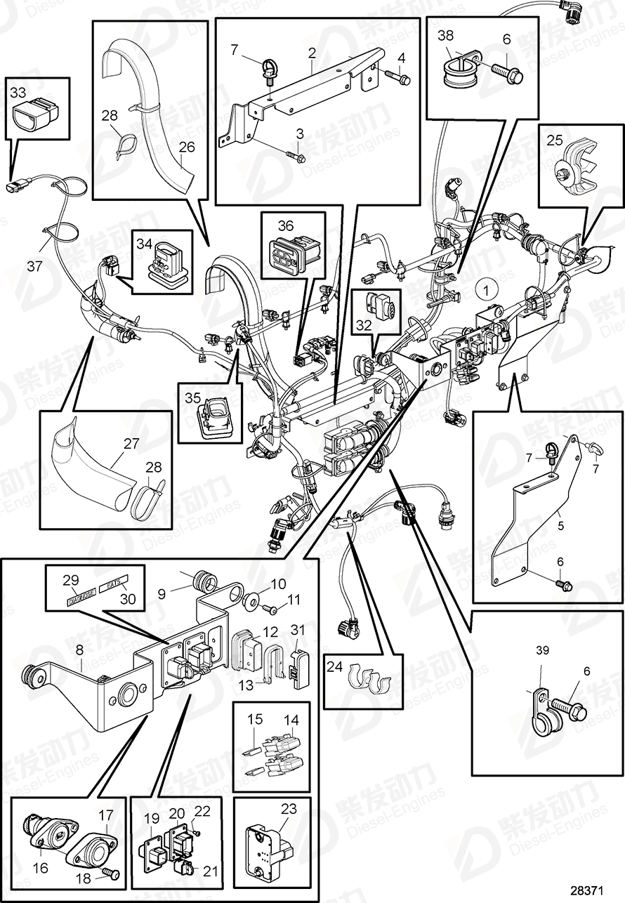 VOLVO Cable harness 22493061 Drawing